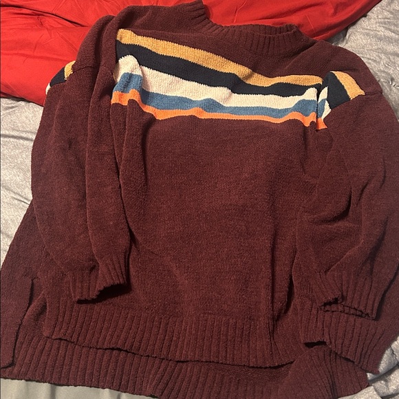 American Eagle 🦅 Striped Multicolor Fleece Sweater - Picture 2 of 5